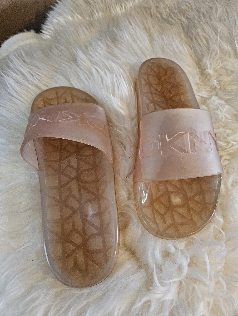 DKNY Blush Pink Translucent Slide Sandals